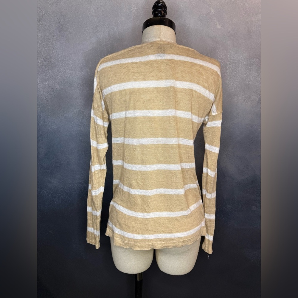Lauren Ralph Lauren Striped Long Sleeve Top 100% Linen - Picture 4 of 9